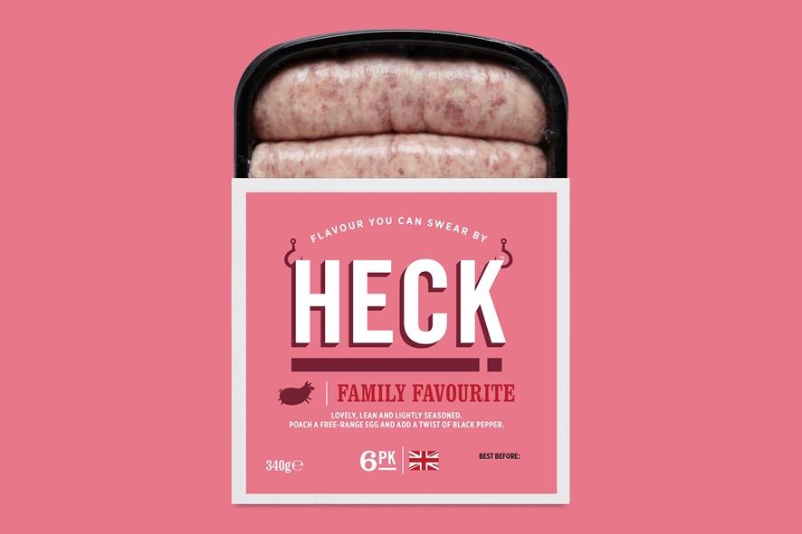 A pack of Heck sausages
