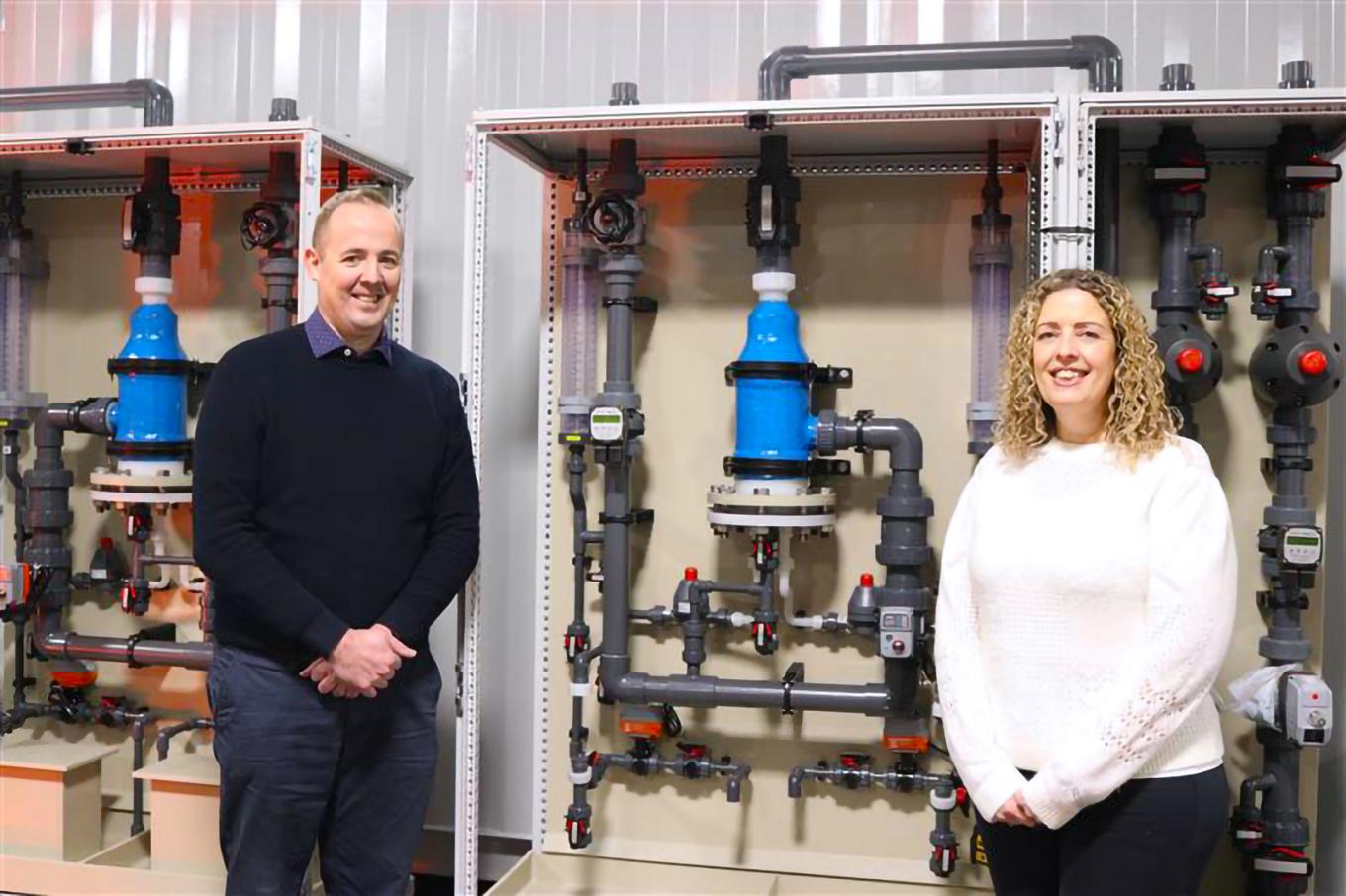 Photo of Scotmas CEO Alistair Cameron and Commercial Director Nicola Cameron in the Scotmas water treatment plant